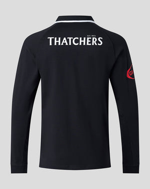 Back view of navy Bath Rugby shirt with Thatchers logo and EST 1904