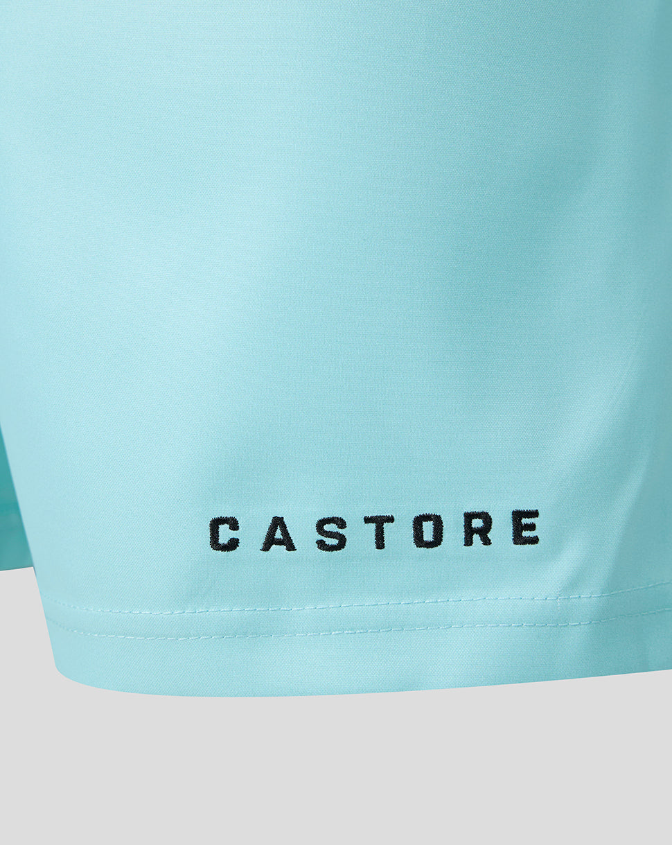 Close-up of a light blue athletic garment with the brand name 'CASTORE' printed in black across the lower front.