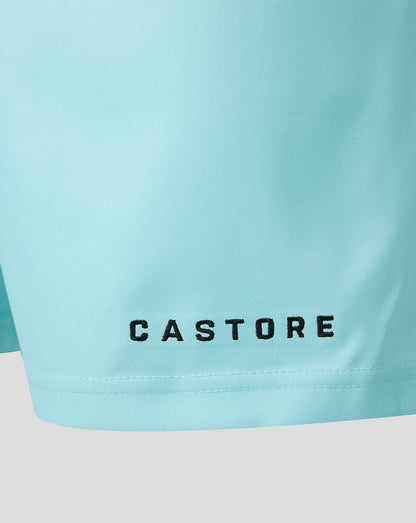 Close-up of a light blue athletic garment with the brand name 'CASTORE' printed in black across the lower front.