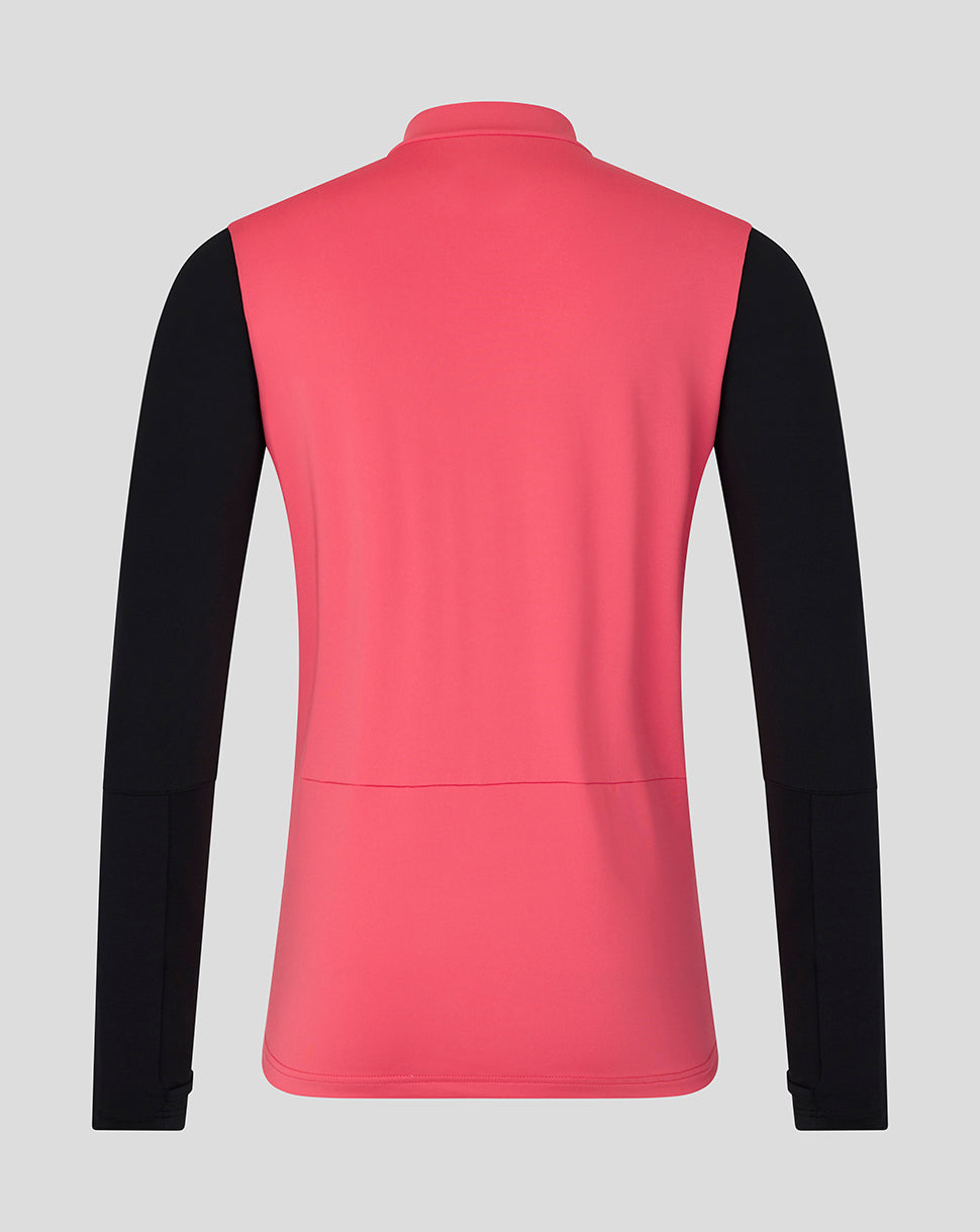 Pink and black long-sleeve shirt on a gray background