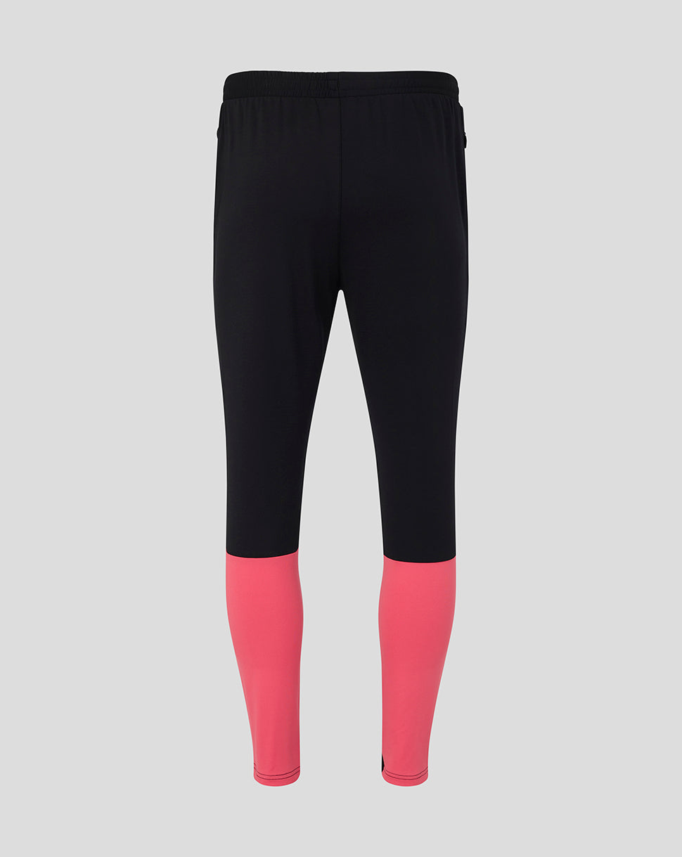 Black and pink leggings on a gray background