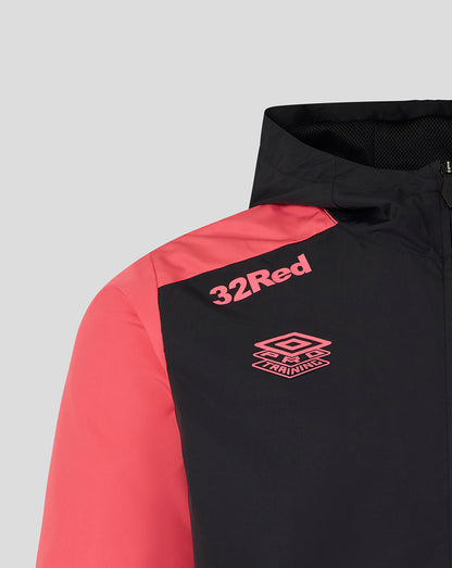 Black and red jacket with 32Red and Umbro logos on a light gray background