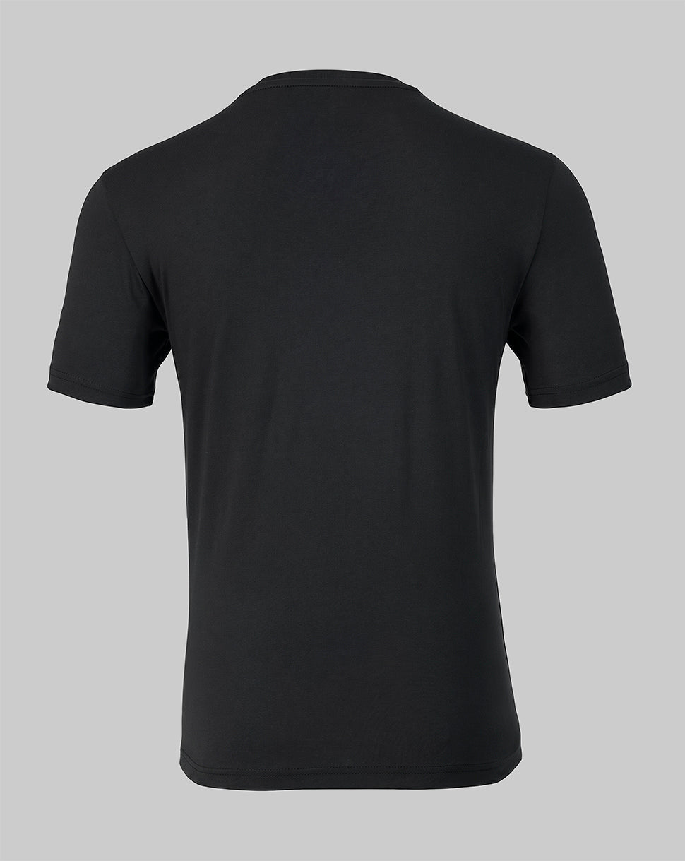 Black t-shirt on a gray background