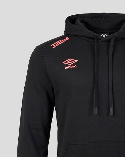 Black hoodie with 32Red and Umbro logos on a light gray background