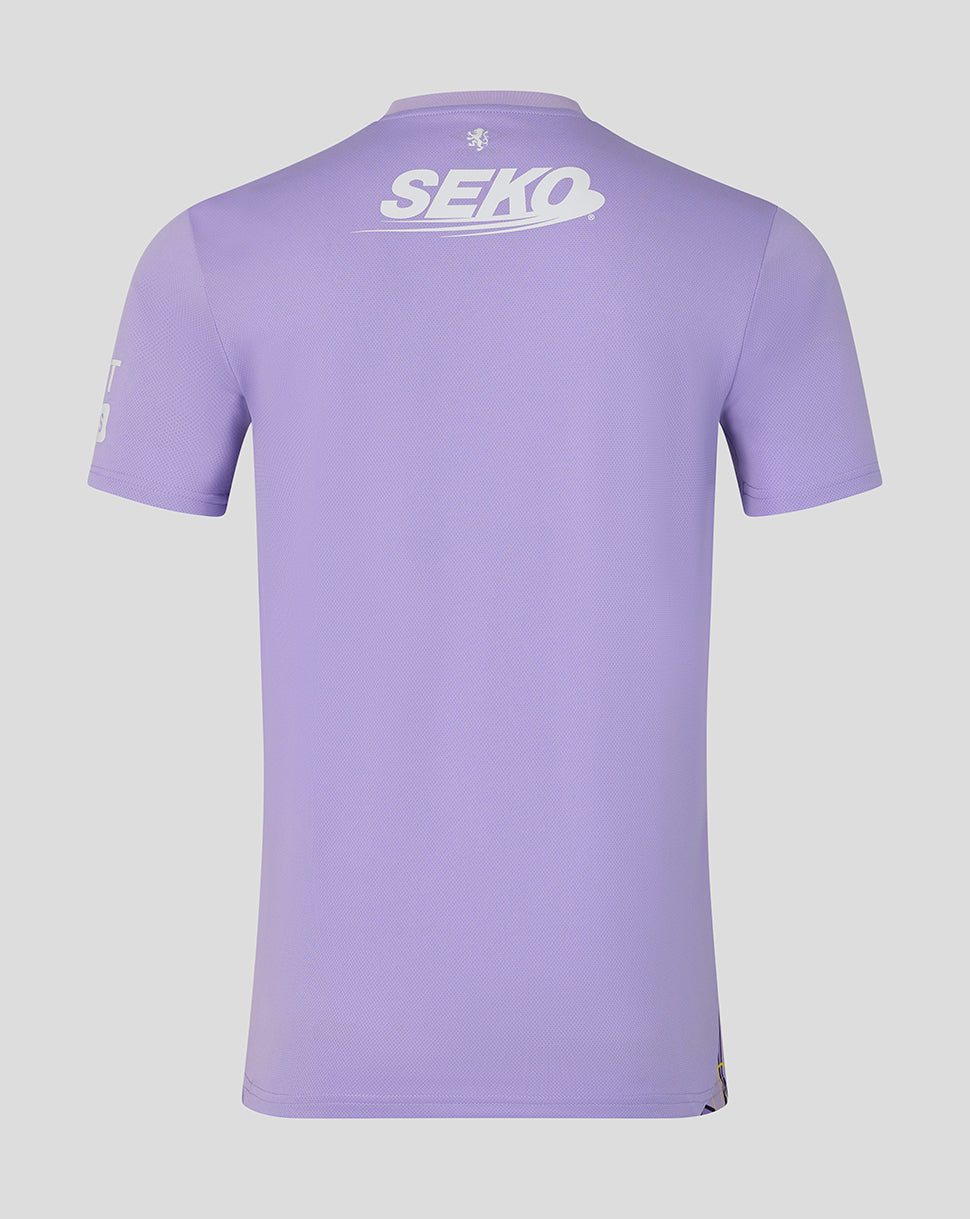 A light purple short-sleeve athletic jersey shown from the back, featuring a white 'SEKO' logo printed across the upper back, set against a solid light gray background.