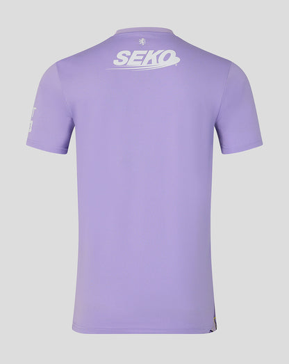 A light purple short-sleeve athletic jersey shown from the back, featuring a white 'SEKO' logo printed across the upper back, set against a solid light gray background.