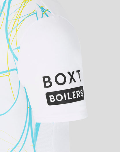 White t-shirt with 'BOXT BOILERS' logo on a white background