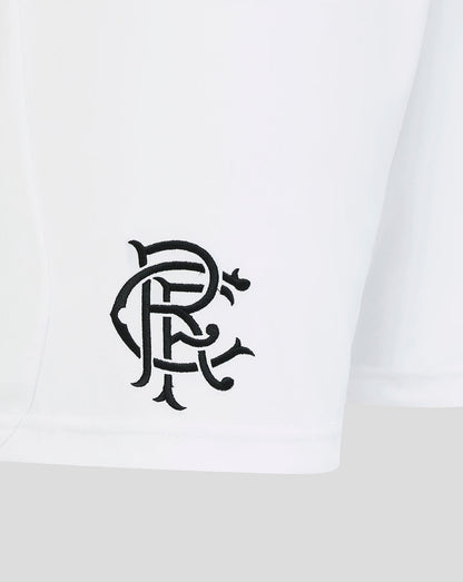 Black logo on a white background