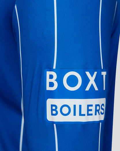 Blue shirt with 'BOXT BOILERS' text on a white background
