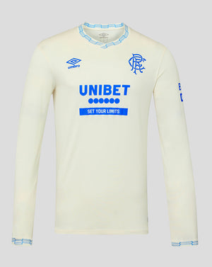 Light-colored long-sleeve sports jersey with 'Unibet' branding on a light gray background