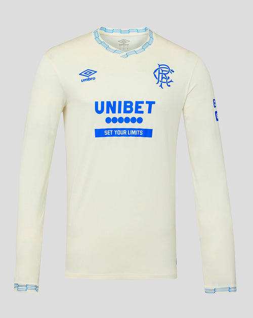 Light-colored long-sleeve sports jersey with 'Unibet' branding on a light gray background