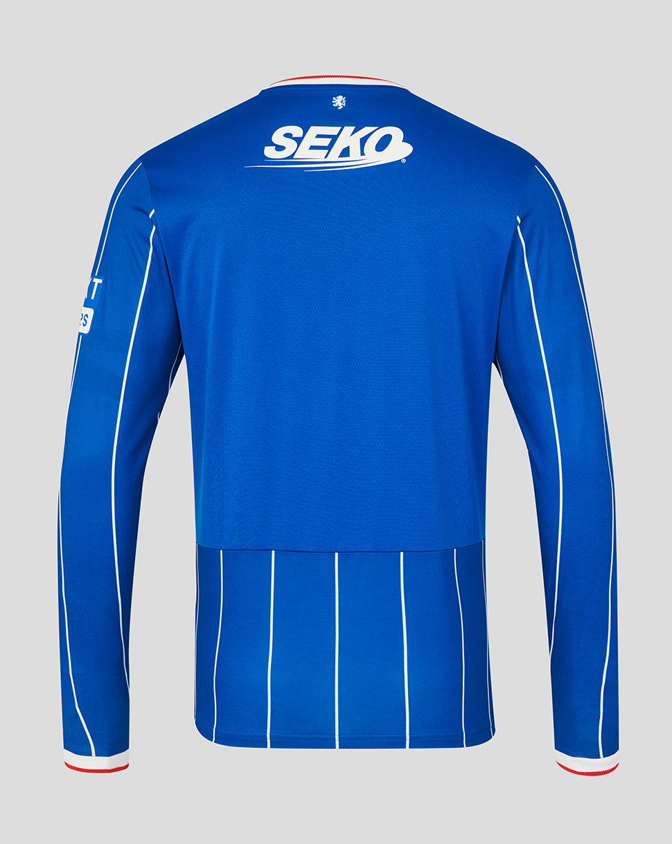 Blue sports jersey with 'SEKO' branding on a gray background