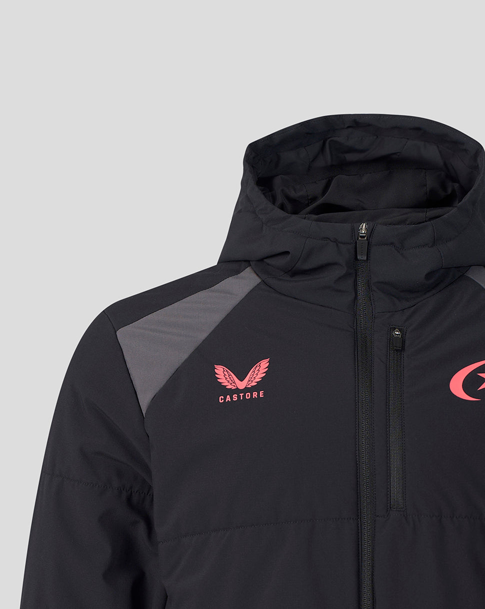 Saracens Unisex 2026/27 Training Padded Jacket - Black - Black/Grey