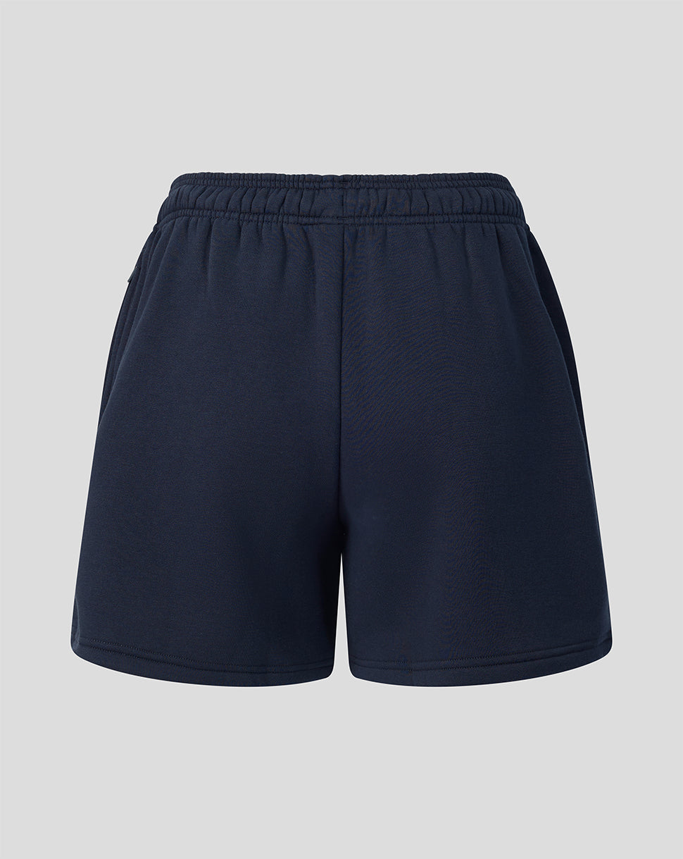 Navy blue shorts on a light gray background