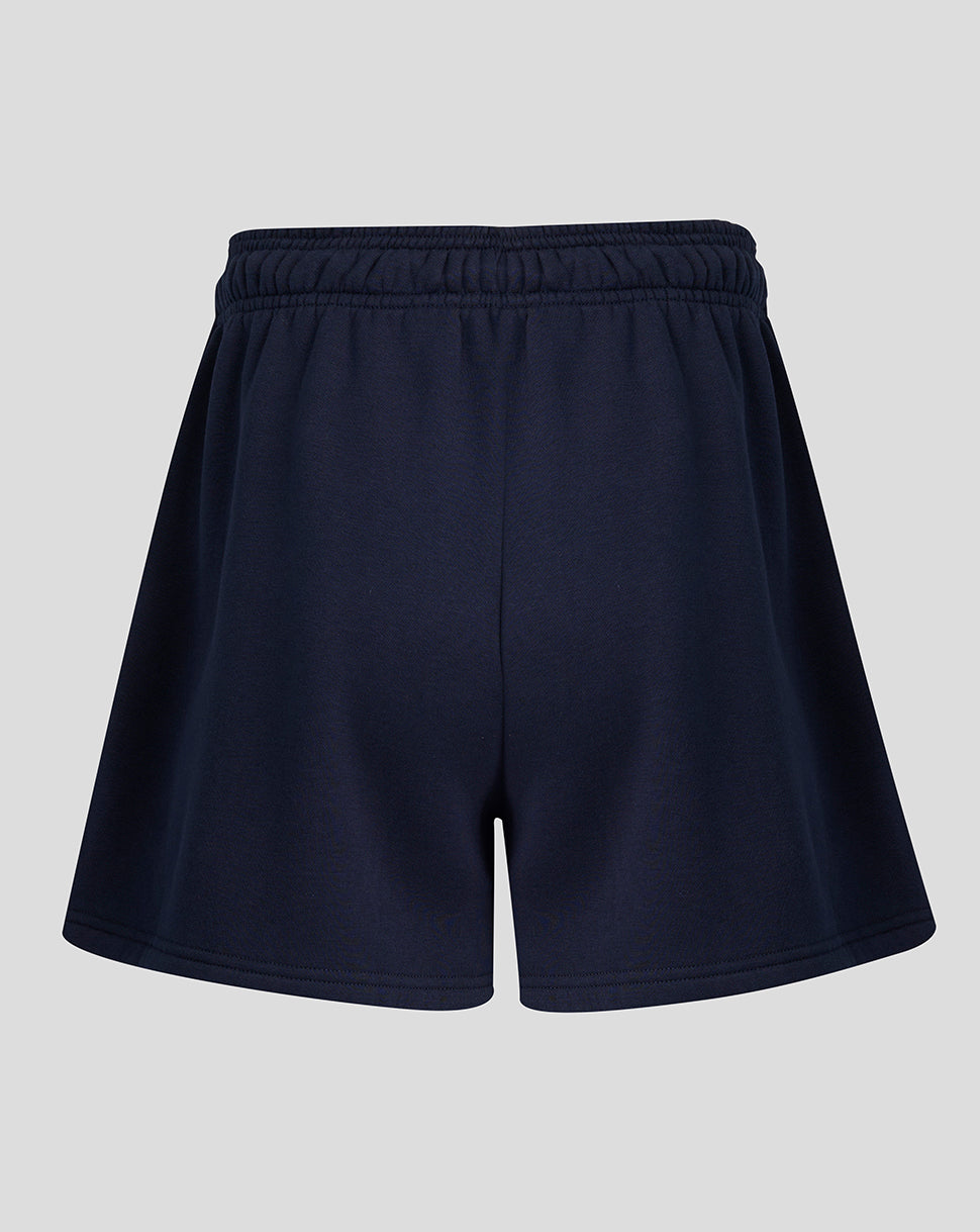 Back view of navy Leicester Tigers travel shorts.