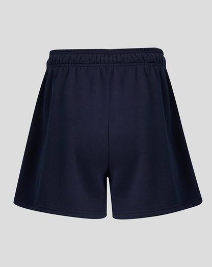 Back view of navy Leicester Tigers travel shorts.