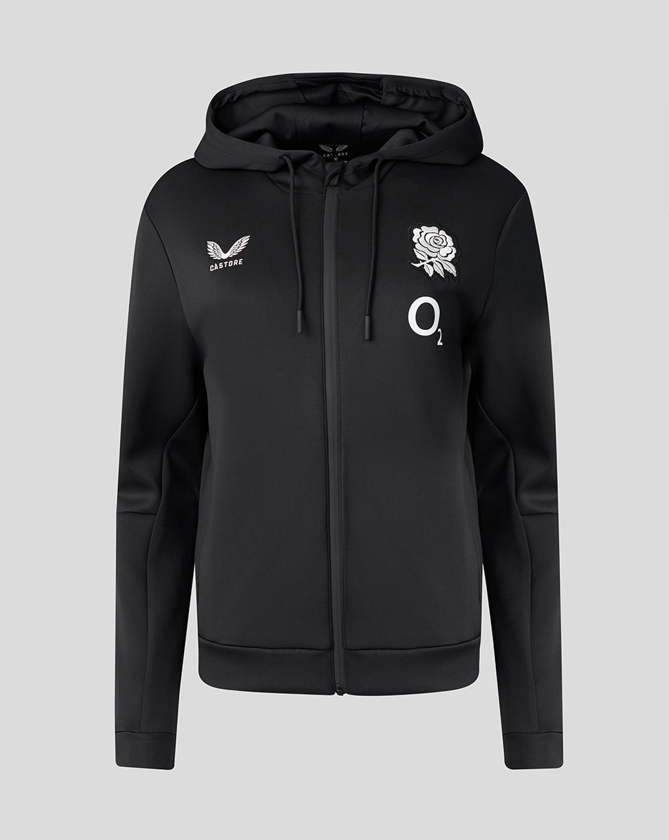 Sudadera con capucha England Rugby Mujer 26/27 Travel Flex Zip Up – Negro - Negro
