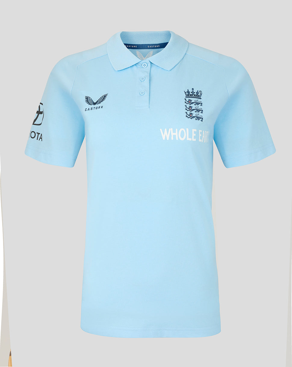 England Cricket Damen 26/27 Off Pitch Poloshirt - Blau