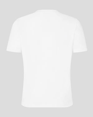 Plain white t-shirt on a light gray background