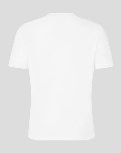 Plain white t-shirt on a light gray background