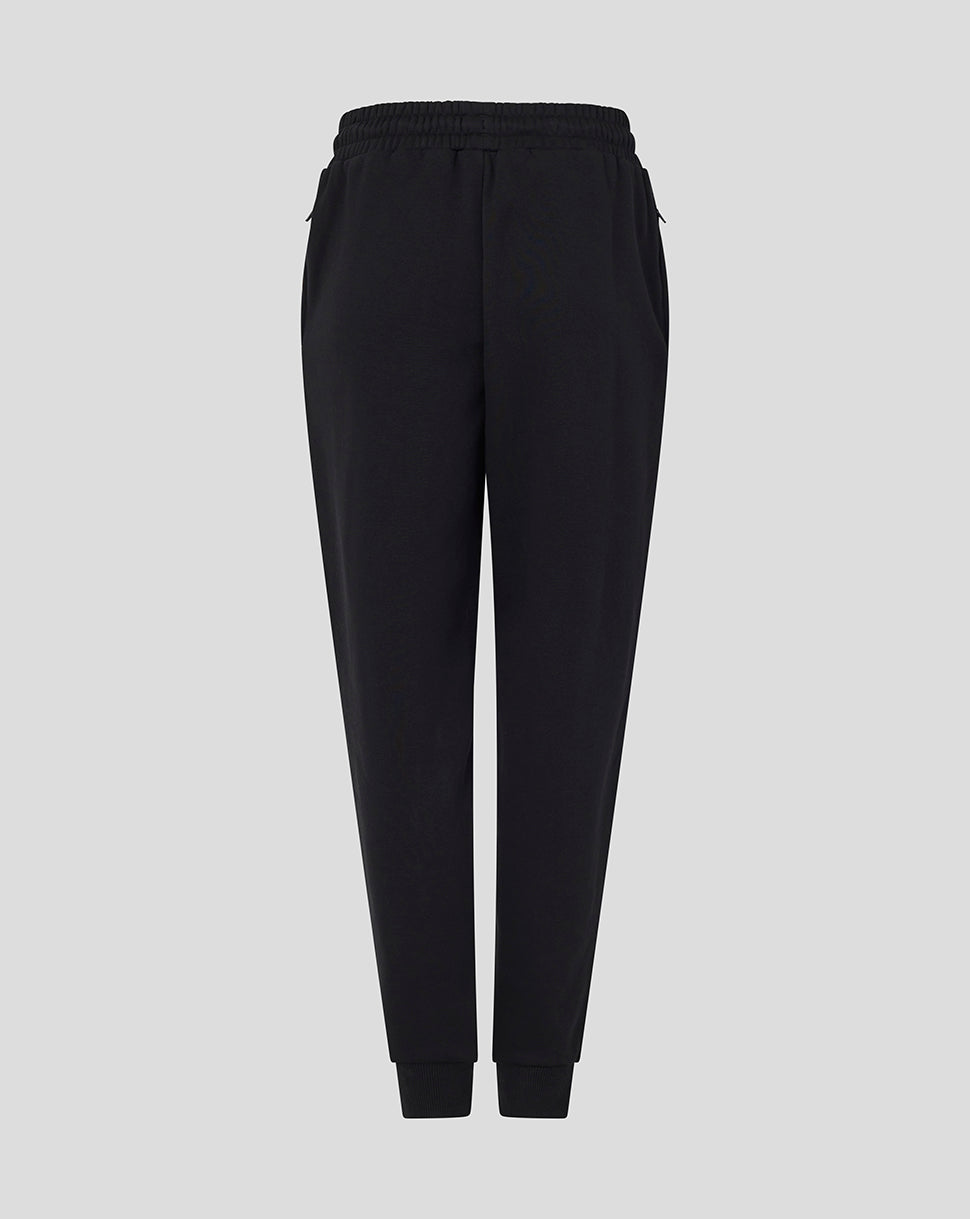 Black jogger pants on a light gray background
