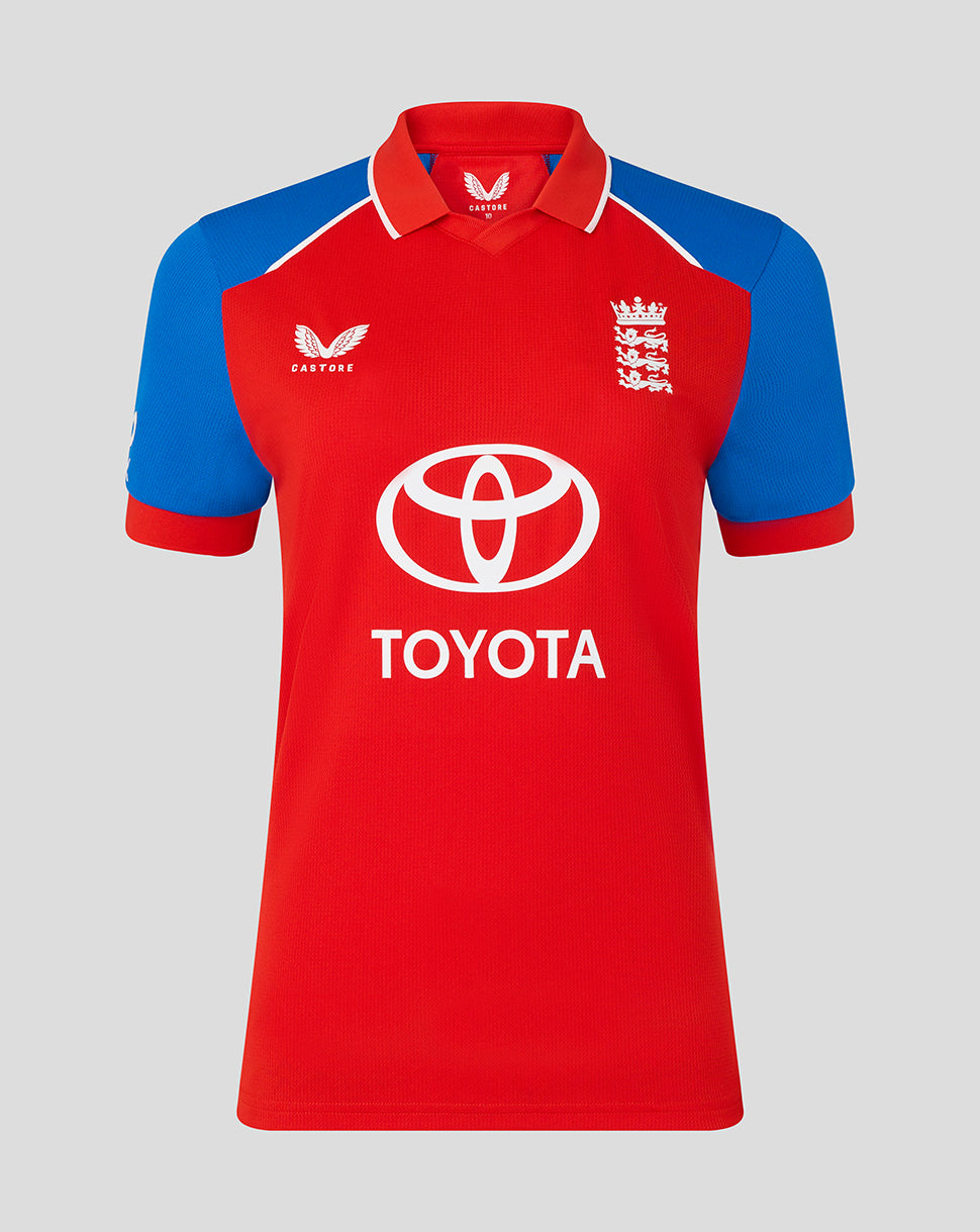 England Cricket Women's 26/27 T20 Replica Short Sleeve Shirt - Red