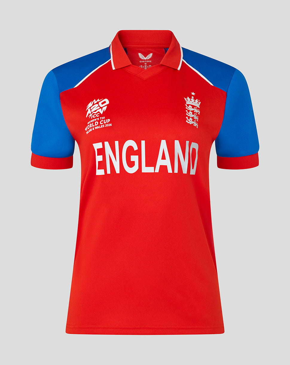 England Cricket dames 26/27 T20 WWC shirt met korte mouw - Rood
