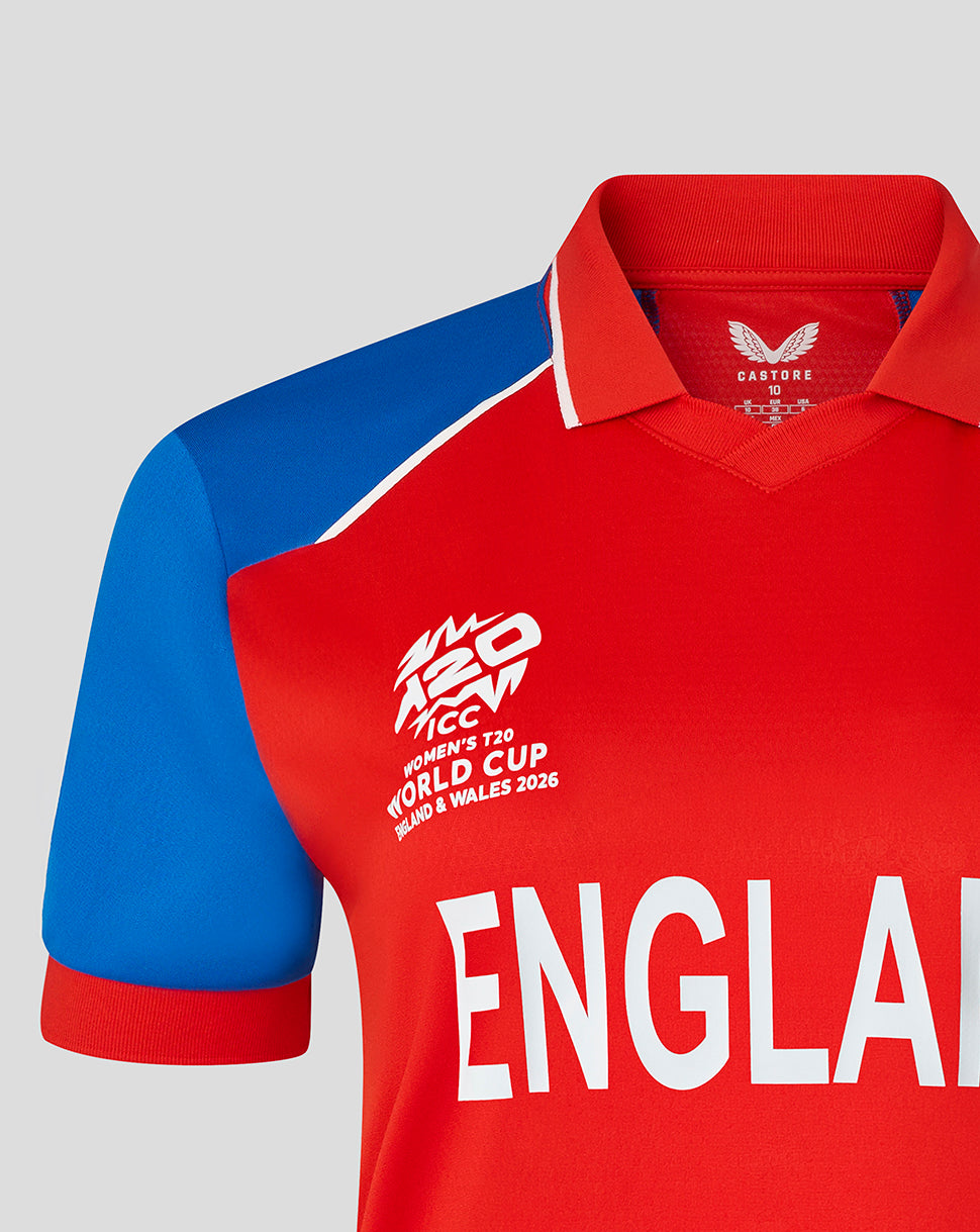 England Cricket dames 26/27 T20 WWC shirt met korte mouw - Rood