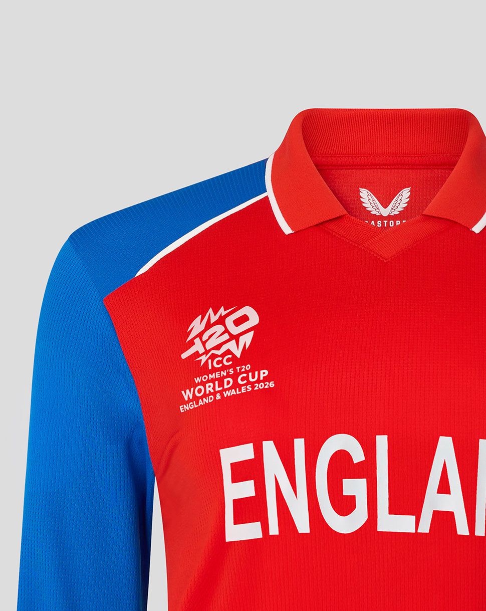 England Cricket Damen-Langarm-Trikot 26/27 T20 WWC Replica - Rot