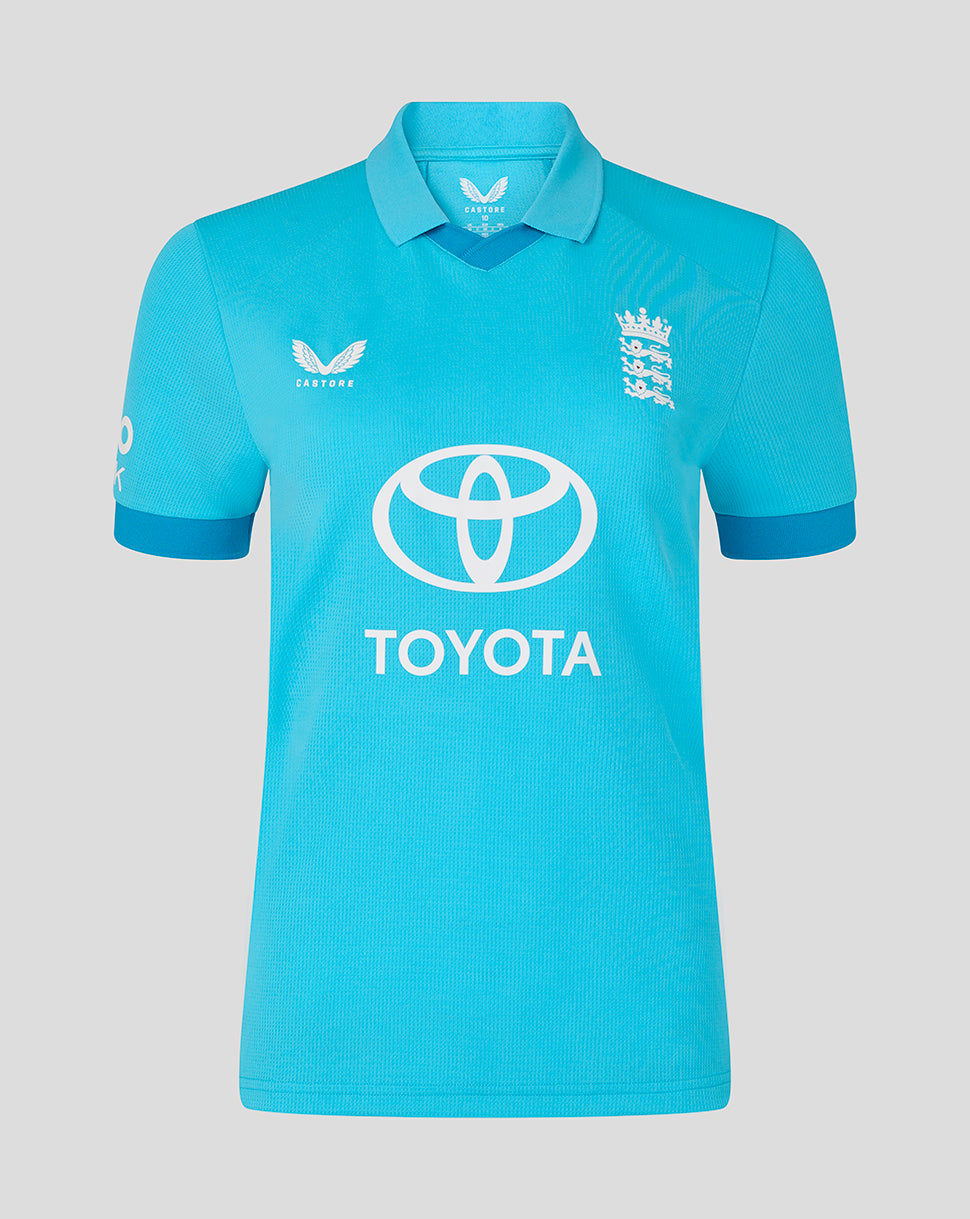 England Cricket Damen-ODI-Replica-Shirt mit kurzen Ärmeln, Grösse 26/27 - Blau