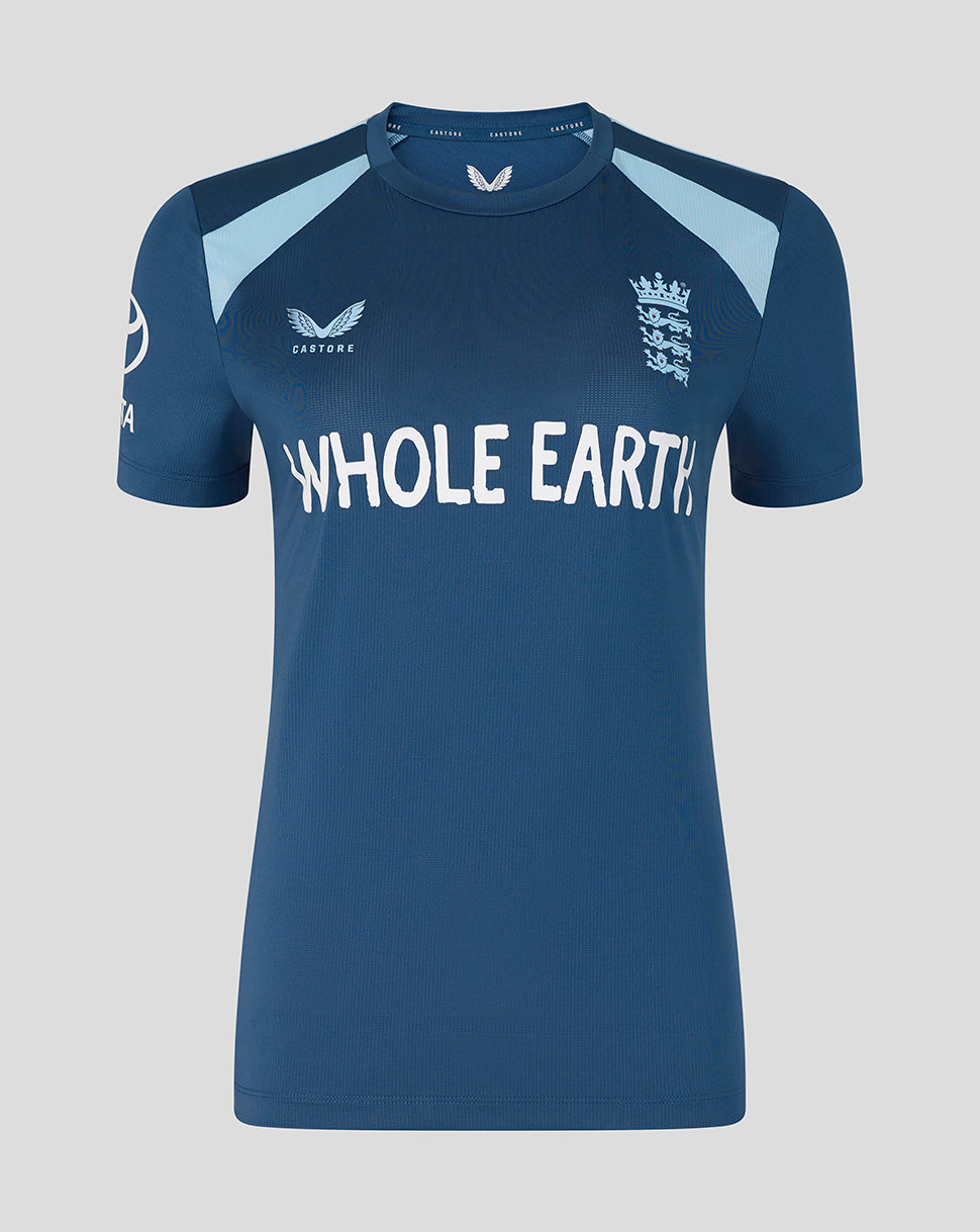 England Cricket Damen 26/27 Training Kurzarm-T-Shirt - Blau