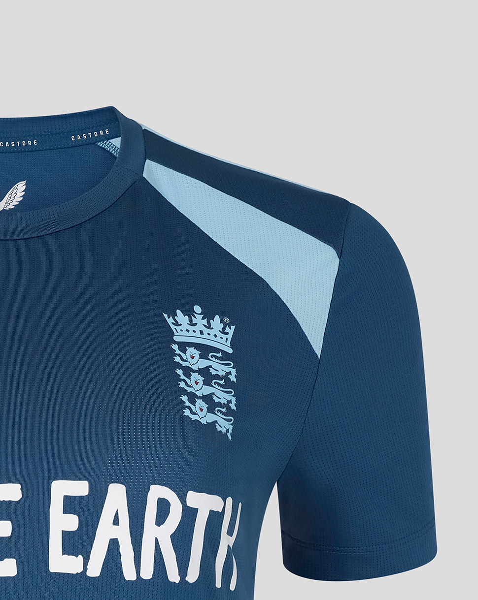 England Cricket Damen 26/27 Training Kurzarm-T-Shirt - Blau