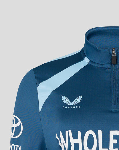 Blue sports jacket with Castore logo on a gray background