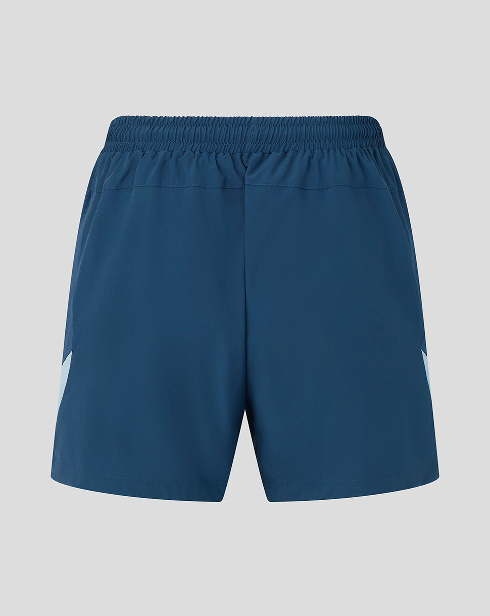 Blue shorts on a light gray background