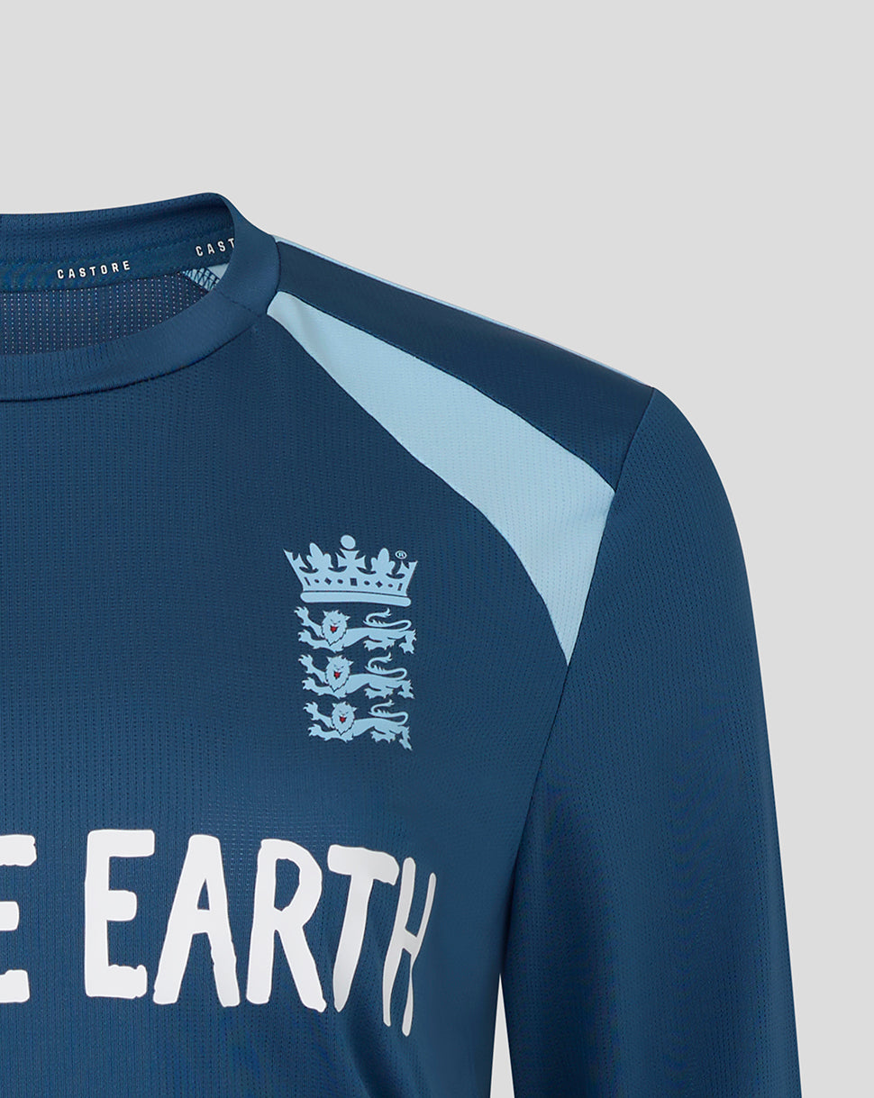 England Cricket Damen 26/27 Training Langarm-T-Shirt - Blau