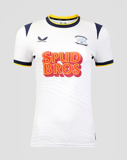 White sports jersey with 'Spud Bros' text and logo on a gray background