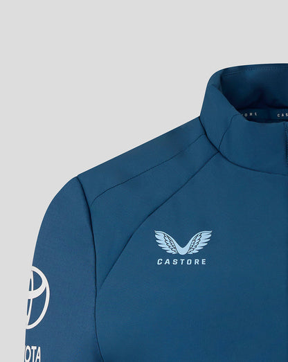 Blue jacket with Castore logo on a gray background