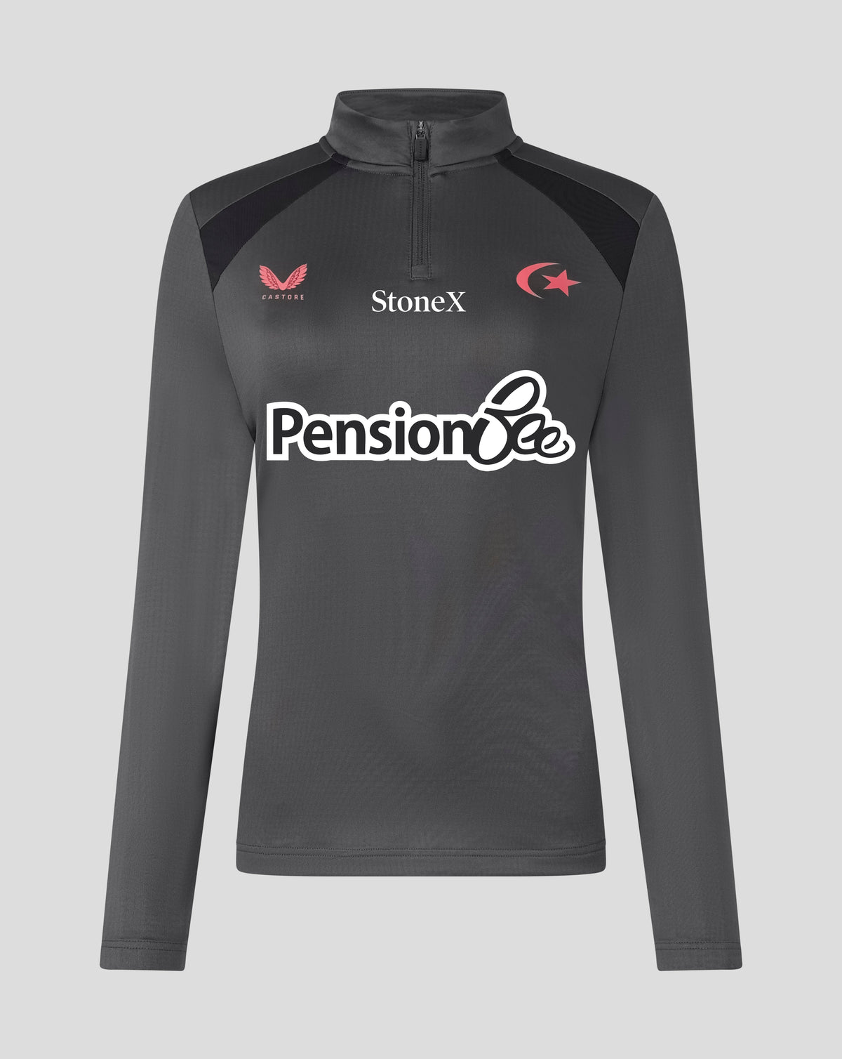 Prenda con media cremallera Saracens 2026/27 Training de mujer – Gris - Gris/Negro