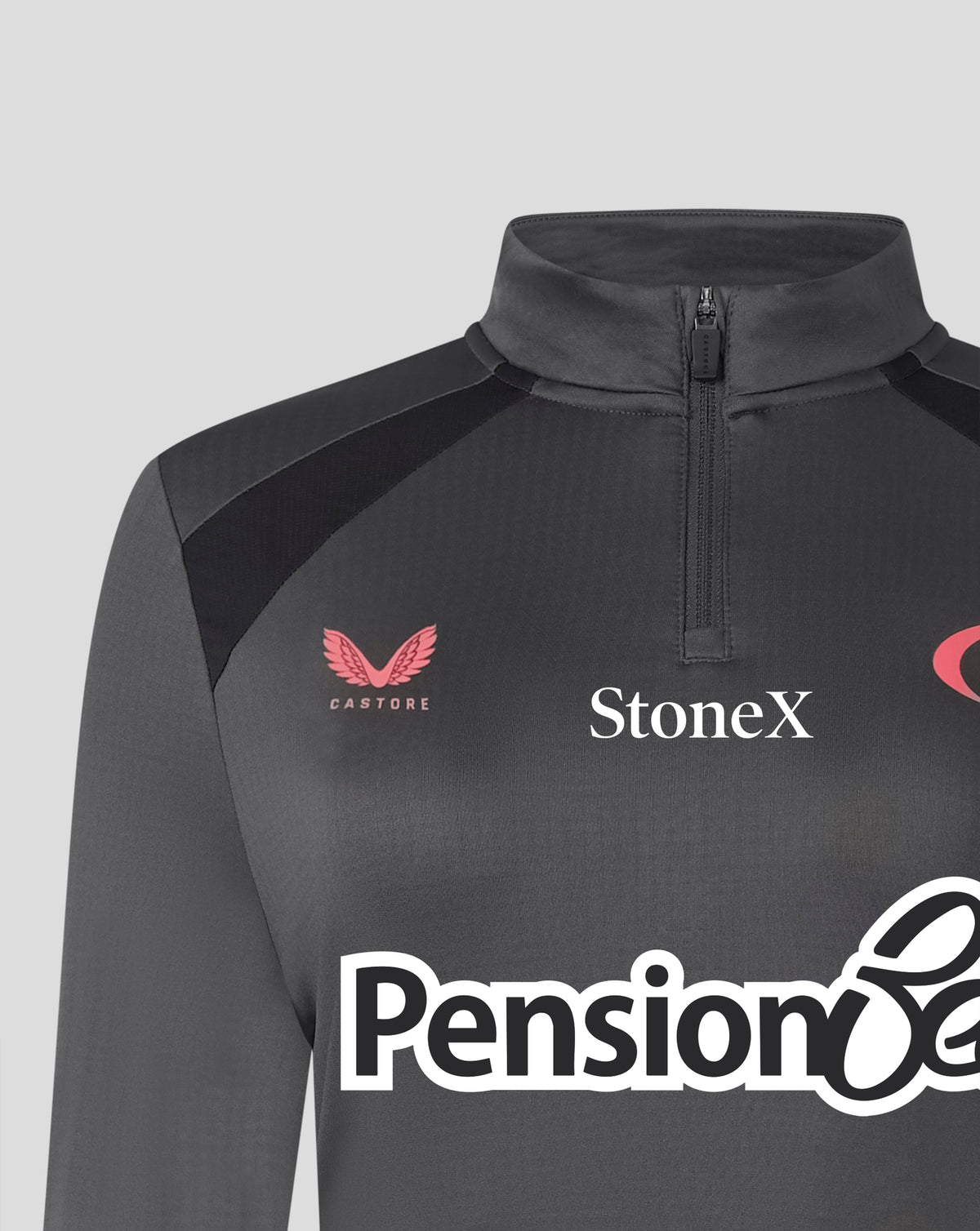 Prenda con media cremallera Saracens 2026/27 Training de mujer – Gris - Gris/Negro