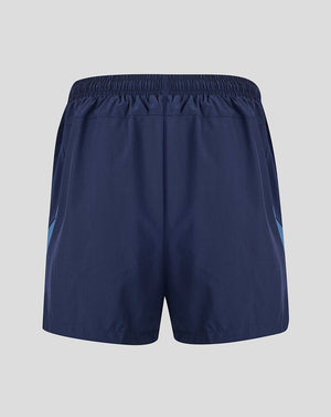 Navy blue shorts on a light gray background