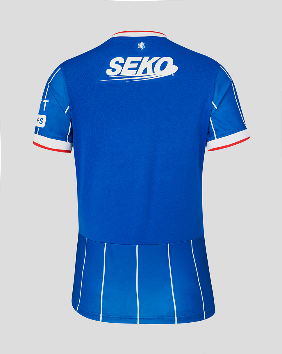Blue sports jersey with 'SEKO' branding on a gray background