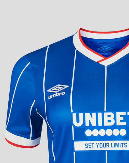 Blue sports jersey with Umbro logo and Unibet branding on a gray background