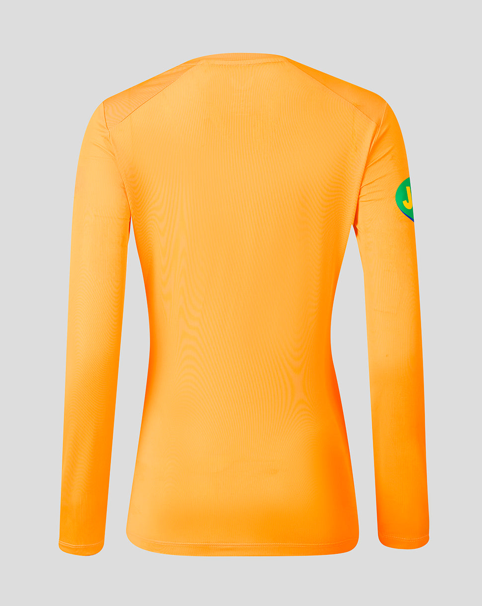 Back view of bright orange Leicester Tigers training long sleeve top