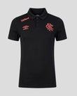 Front view of black Rangers FC 2026/27 Presentation Polo featuring 32Red and Umbro logos with club crest