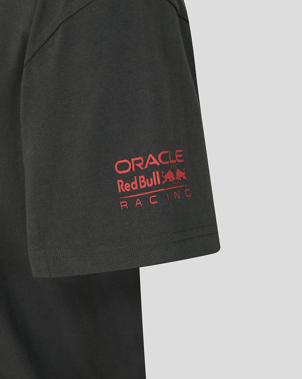 Black t-shirt with Oracle Red Bull Racing logo on a light gray background