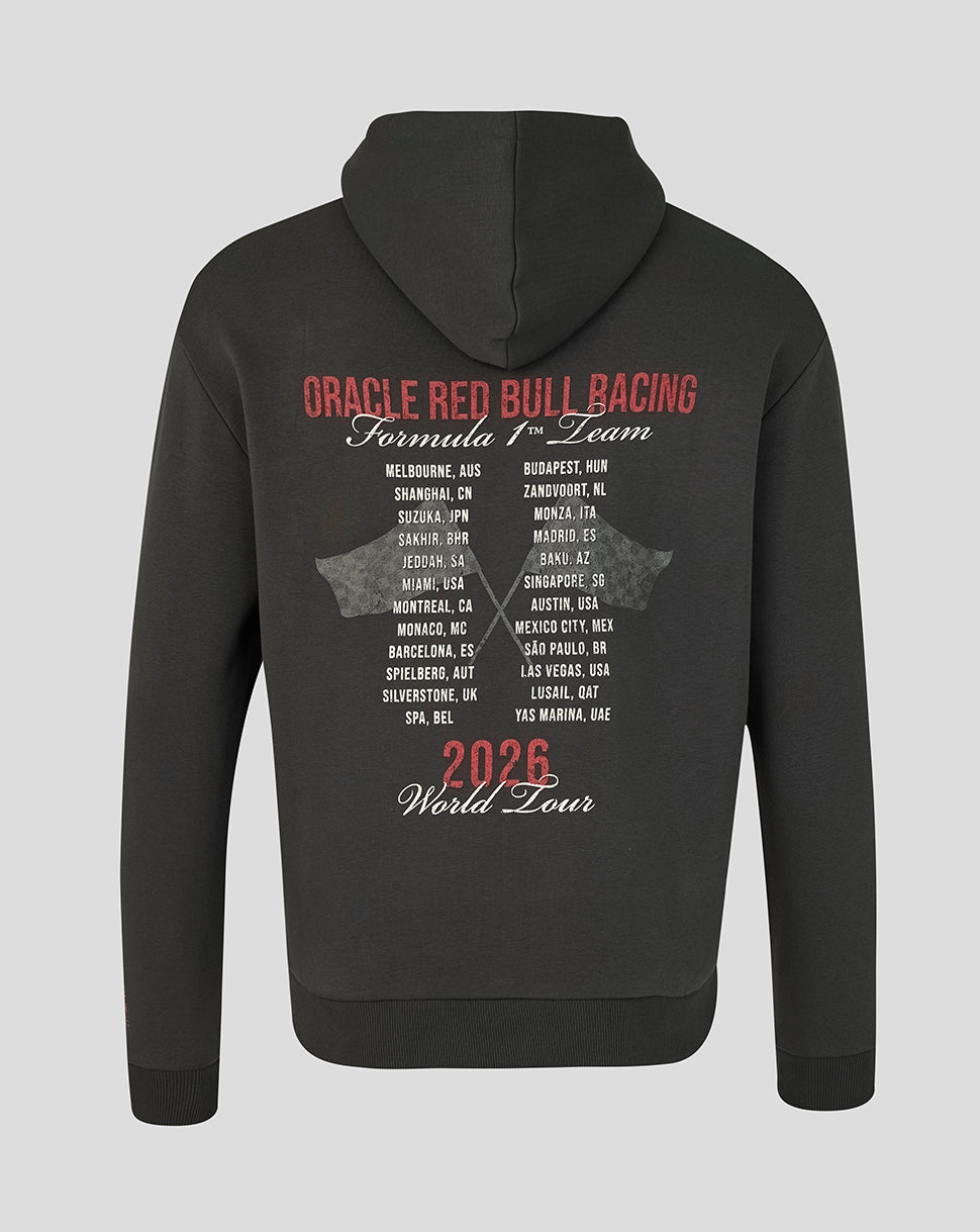 Oracle Red Bull Racing Unisex World Tour Relaxed Fit Pullover Hoodie – Zwart - Zwart