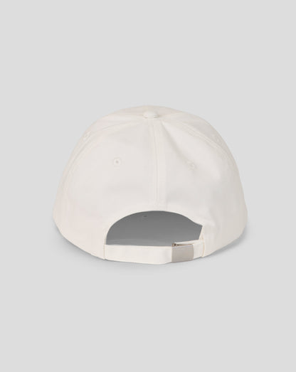 White baseball cap on a light gray background