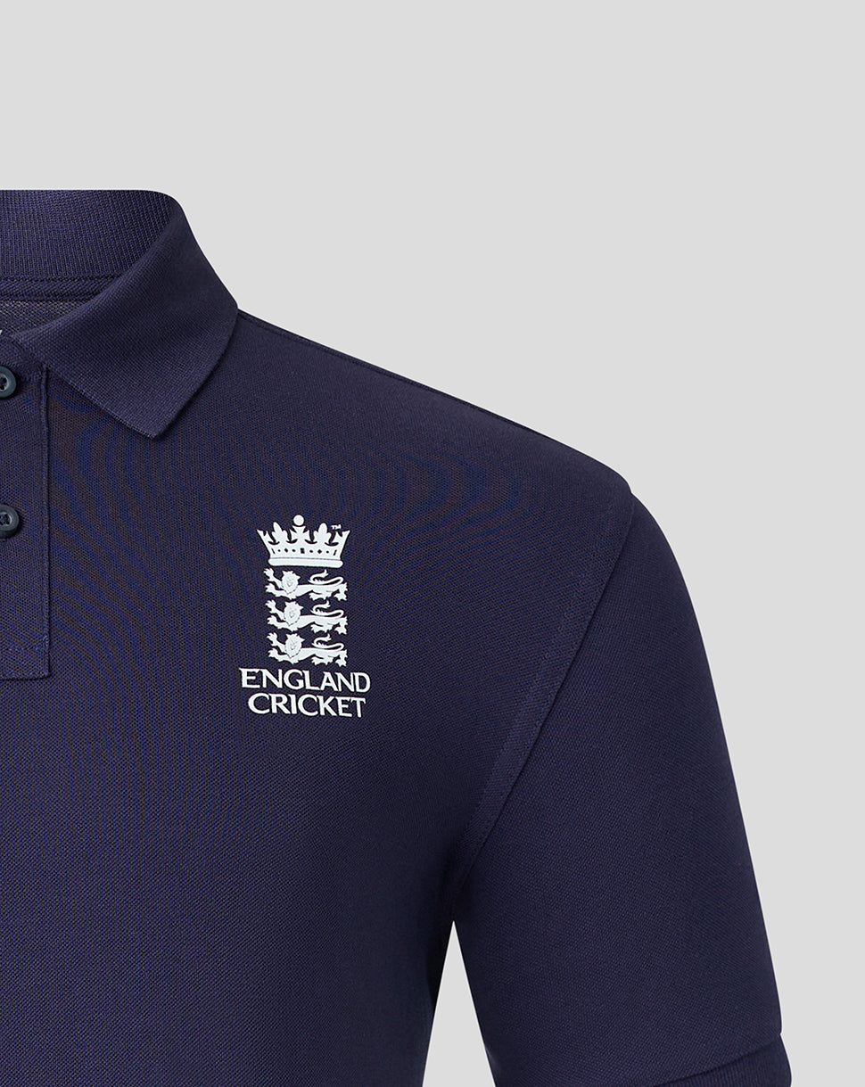 England Cricket Unisex 26/27 Essentials Crest Polo met korte mouwen - Marineblauw