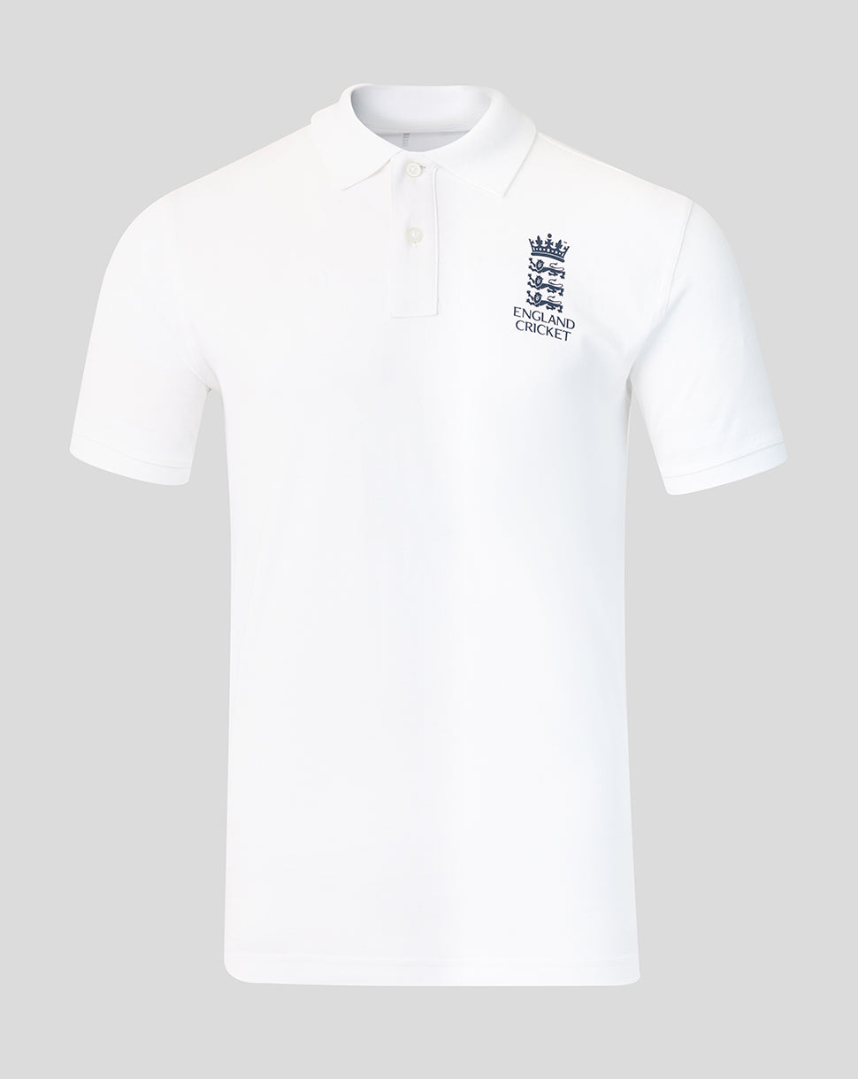 England Cricket unisex 26/27 Essentials Crest poloshirt met korte mouw – wit - Wit