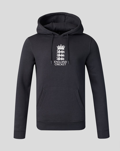 Black hoodie with England Cricket logo on a light gray background